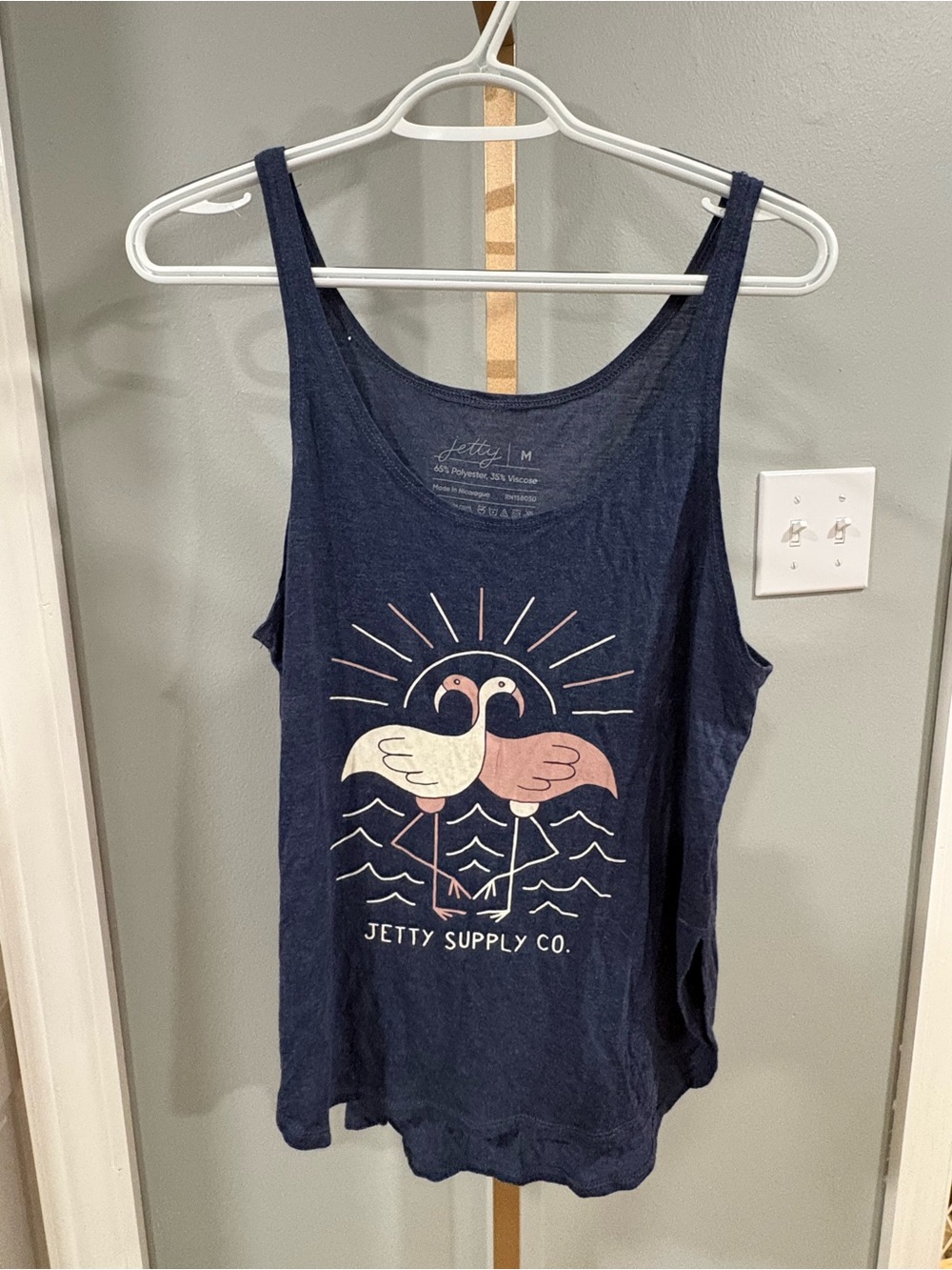 Jetty Supply Co Flamingo Graphic Tank Top Navy Size Medium